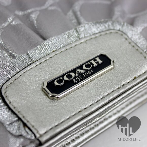 COACH Signature Metallic Convertible Clutch Chain Crossbody - Picture 8 of 11